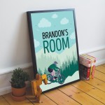 PERSONALISED Bedroom Wall Sign Boys Bedroom Decor Bike Print