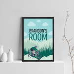 PERSONALISED Bedroom Wall Sign Boys Bedroom Decor Bike Print