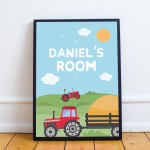 FRAMED Nursery Print Personalised Boy Bedroom Sign Farming Print