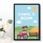 FRAMED Nursery Print Personalised Boy Bedroom Sign Farming Print