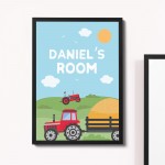 FRAMED Nursery Print Personalised Boy Bedroom Sign Farming Print