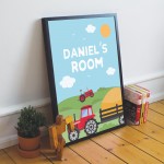 FRAMED Nursery Print Personalised Boy Bedroom Sign Farming Print