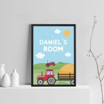 FRAMED Nursery Print Personalised Boy Bedroom Sign Farming Print