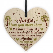 Cute Auntie Gifts Wooden Heart Auntie Birthday Gift Sister Gifts
