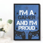 Boys Bedroom Decor Blue Gaming Sign Gaming Print Framed 