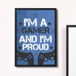 Boys Bedroom Decor Blue Gaming Sign Gaming Print Framed 
