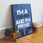 Boys Bedroom Decor Blue Gaming Sign Gaming Print Framed 