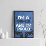 Boys Bedroom Decor Blue Gaming Sign Gaming Print Framed 