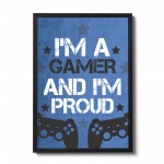 Boys Bedroom Decor Blue Gaming Sign Gaming Print Framed 