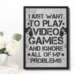 Funny Gaming Sign Gamer Gift For Men Boys Bedroom Wall Art 