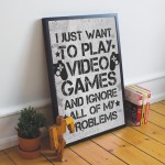 Funny Gaming Sign Gamer Gift For Men Boys Bedroom Wall Art 
