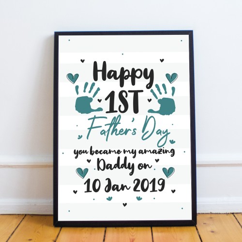 1st Fathers Day Frame Dad Daddy Gift First Fathers Day Gift 