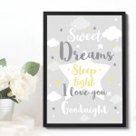 Sweet Dreams Nursery Prints Framed Nursery Print Girl Decor Gift