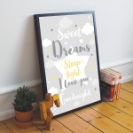Sweet Dreams Nursery Prints Framed Nursery Print Girl Decor Gift