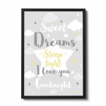Sweet Dreams Nursery Prints Framed Nursery Print Girl Decor Gift