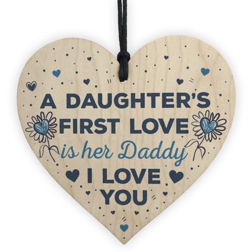 Love Daddy Dad Wooden Heart Happy Birthday Card Gift Thank You