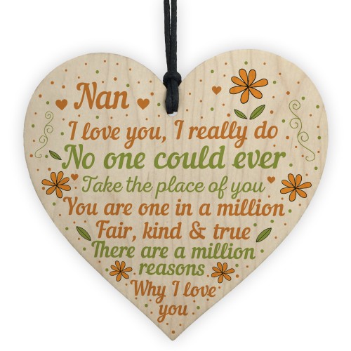 Nan Plaque Heart Nan Birthday Christmas Gifts From Grandchildren