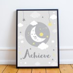 Framed Grey Nursery Art Print Picture For Baby Boy Girl Bedroom 