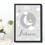 Framed Grey Nursery Art Print Picture For Baby Boy Girl Bedroom 