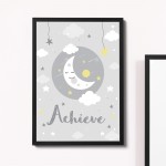 Framed Grey Nursery Art Print Picture For Baby Boy Girl Bedroom 