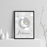 Framed Grey Nursery Art Print Picture For Baby Boy Girl Bedroom 