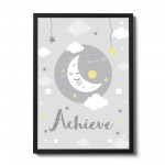 Framed Grey Nursery Art Print Picture For Baby Boy Girl Bedroom 