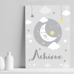 Grey Yellow Nursery Art Print Wall Art Picture For Baby Nursery