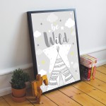 Grey Nursery Framed Print Wall Art Baby Girl Boy Bedroom Nursery