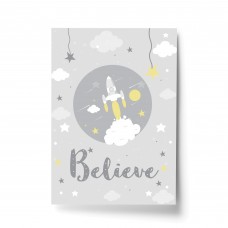 Cute Nursery Print For Boy Bedroom Nursery Believe Quote Print