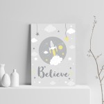 Cute Nursery Print For Boy Bedroom Nursery Believe Quote Print