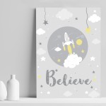Cute Nursery Print For Boy Bedroom Nursery Believe Quote Print