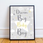 Framed Nursery Print For Boys Bedroom Grey Nursery Decor Boy