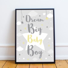 Framed Nursery Print For Boys Bedroom Grey Nursery Decor Boy