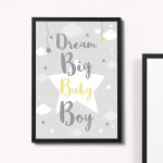 Framed Nursery Print For Boys Bedroom Grey Nursery Decor Boy