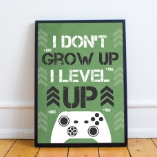 Green Gaming Print Framed Gaming Sign For Boys Bedroom Gift