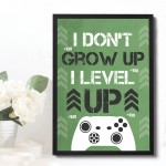 Green Gaming Print Framed Gaming Sign For Boys Bedroom Gift