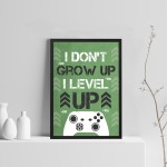 Green Gaming Print Framed Gaming Sign For Boys Bedroom Gift