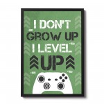 Green Gaming Print Framed Gaming Sign For Boys Bedroom Gift