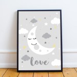 Grey Nursery Print Framed Baby Boy Nursery Decor Girl Nursery