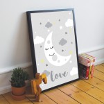 Grey Nursery Print Framed Baby Boy Nursery Decor Girl Nursery