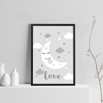 Grey Nursery Print Framed Baby Boy Nursery Decor Girl Nursery