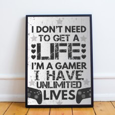 Funny Gaming Print Framed Gamer Gift Boys Bedroom Gaming Sign