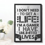 Funny Gaming Print Framed Gamer Gift Boys Bedroom Gaming Sign