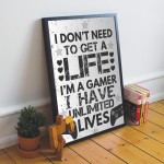 Funny Gaming Print Framed Gamer Gift Boys Bedroom Gaming Sign