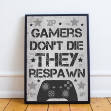 Grey Gamer Print Framed Novelty Gamer Gift For Xbox Fan Gift