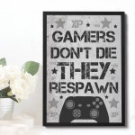 Grey Gamer Print Framed Novelty Gamer Gift For Xbox Fan Gift