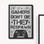 Grey Gamer Print Framed Novelty Gamer Gift For Xbox Fan Gift