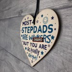 Funny Rude Step Dad Gifts Novelty Wooden Heart Sign Fathers Day