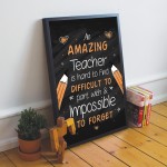 AMAZING Teacher Gift FRAMED Thank You Message For Teacher