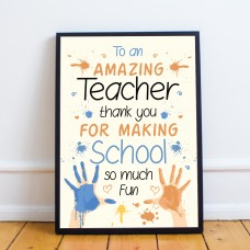 FRAMED Teacher Gift Thank You Poem Gift For Nursery Teacher 